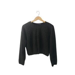 Zara Trafaluc Cheetah Print Cropped Crewneck Sweatshirt Green Size Small